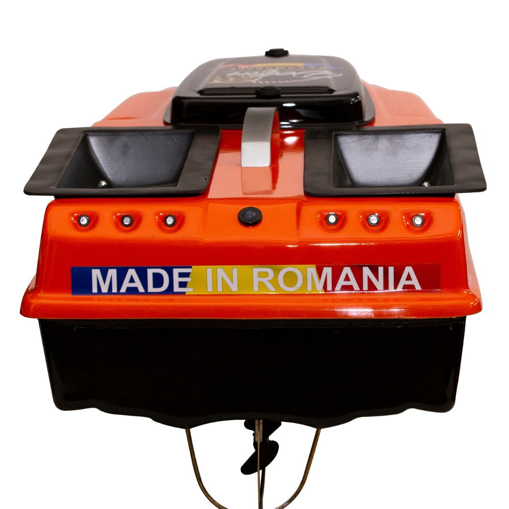 Navomodel Evolution Portocaliu, 2.4 GHz, 2 kg Nadă, 500m, Control RC, Far 3W și Cuvare Independente