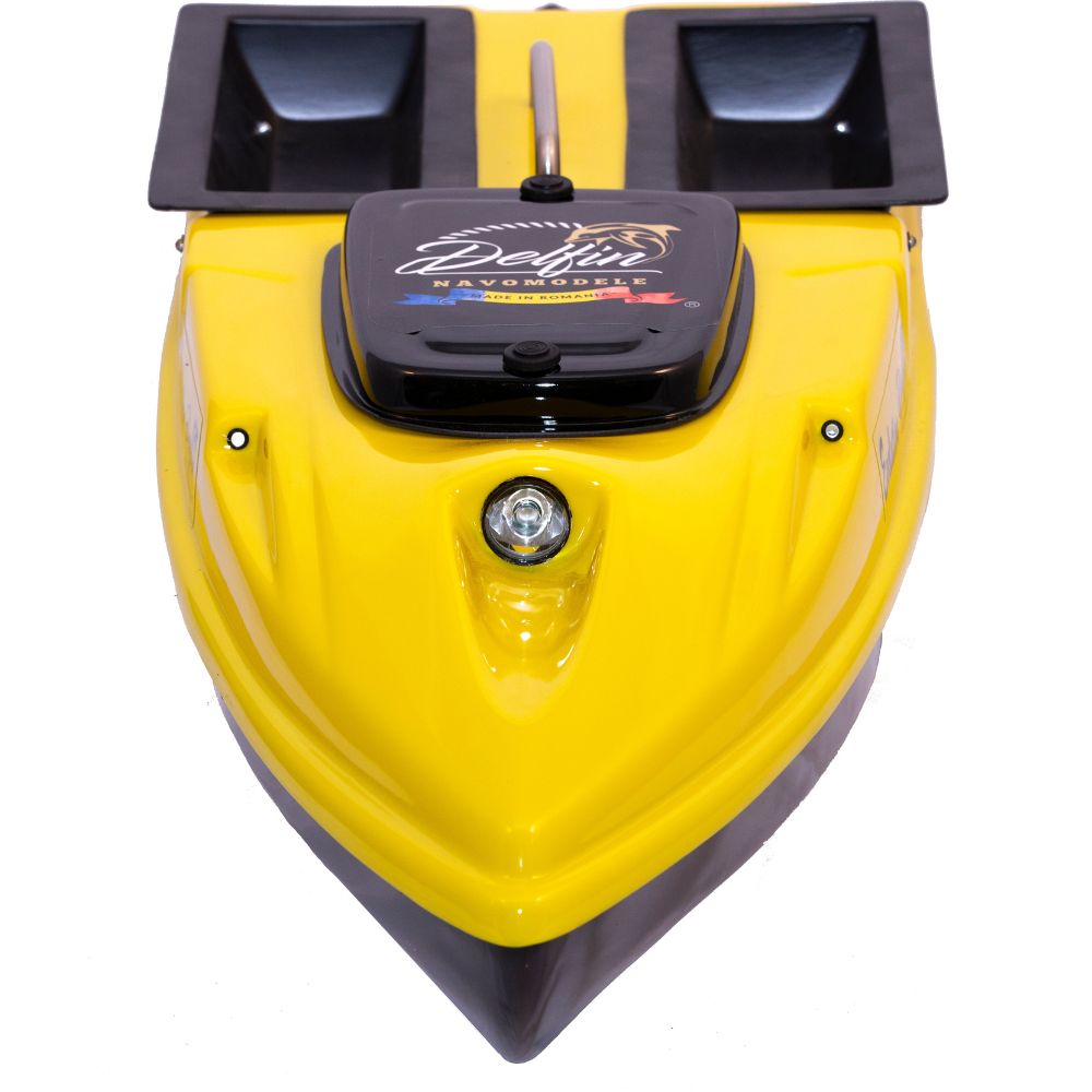 Navomodel Evolution Galben, 2.4 GHz, 2 kg Nadă, Distanță 500m, Control RC, Far 3W și Cuvare Independente